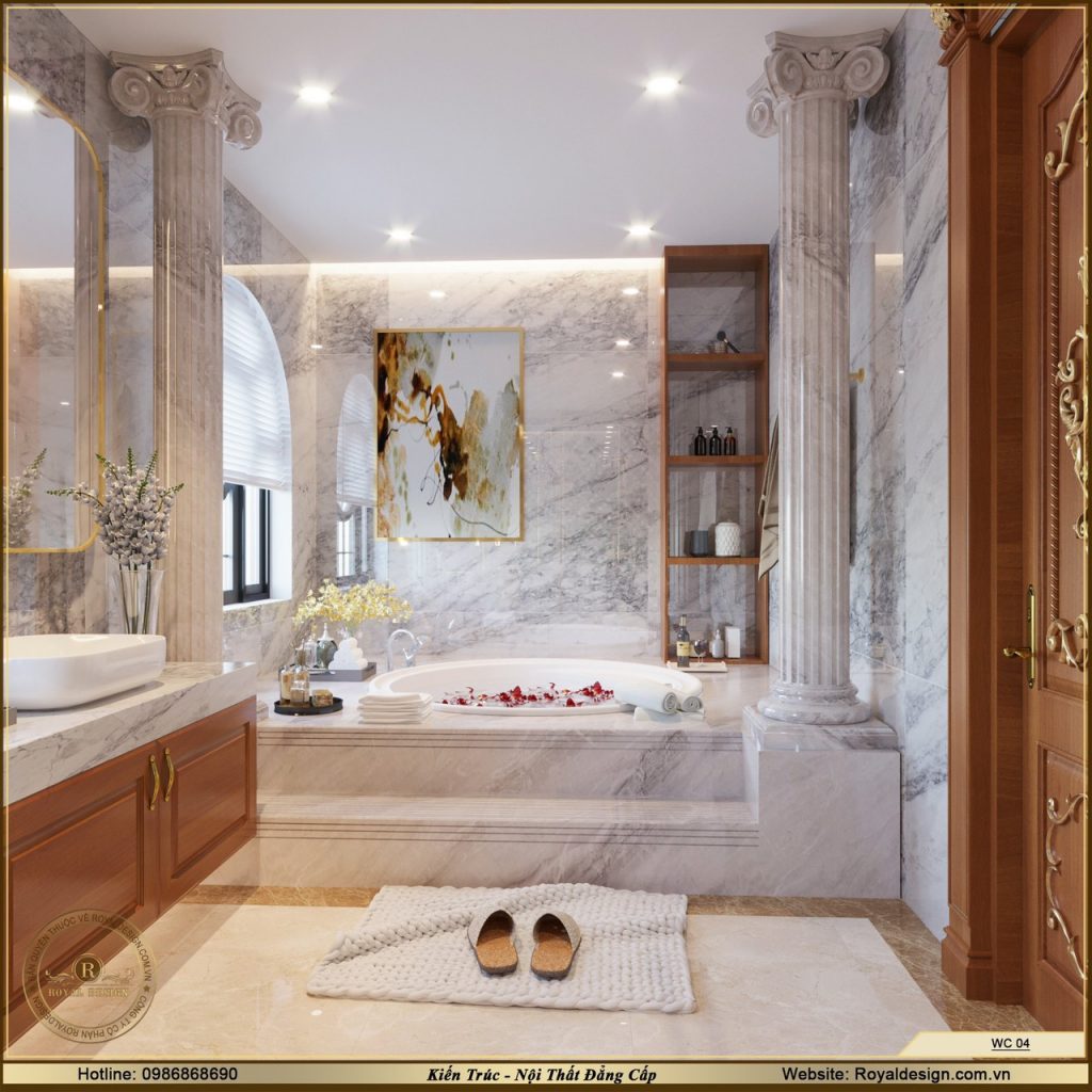 Thiết kế nội thất phòng vệ sinh có bồn tắm