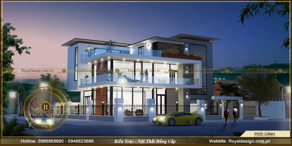 Căn biệt thự 3 tầng sử dụng 100% là cửa kính cường lực sang trọng