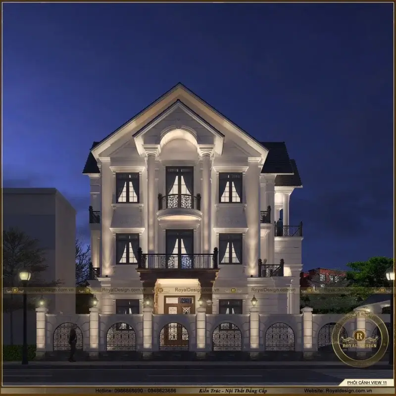 Phối cảnh ban đêm của ngôi nhà