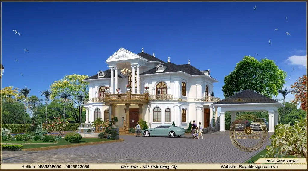 Mẫu biệt thự kết hợp với cảnh quan cây cối thoáng mát