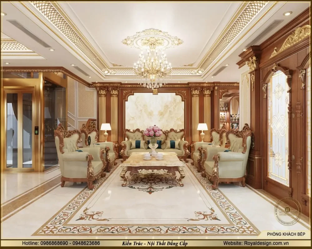 Chiêm ngưỡng sofa tân cổ điển từ góc chính diện, một vẻ đẹp khiến người nhìn say mê
