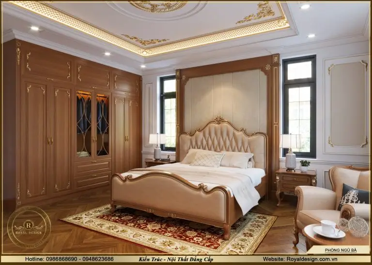 Sự kết hợp hoàn hảo của giường, tủ quần áo, thảm và màu sắc khiến căn phòng đẹp hơn bao giờ hết