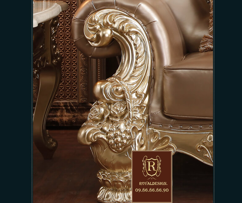 Ghế sofa tân cổ điển 031 dát vàng công nghiệp ý 100%, sản xuất thủ công tại việt nam