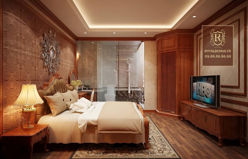 Thiết kế nội thất phòng ngủ master tân cổ điển màu trắng cho chung cư ct4 vimeco